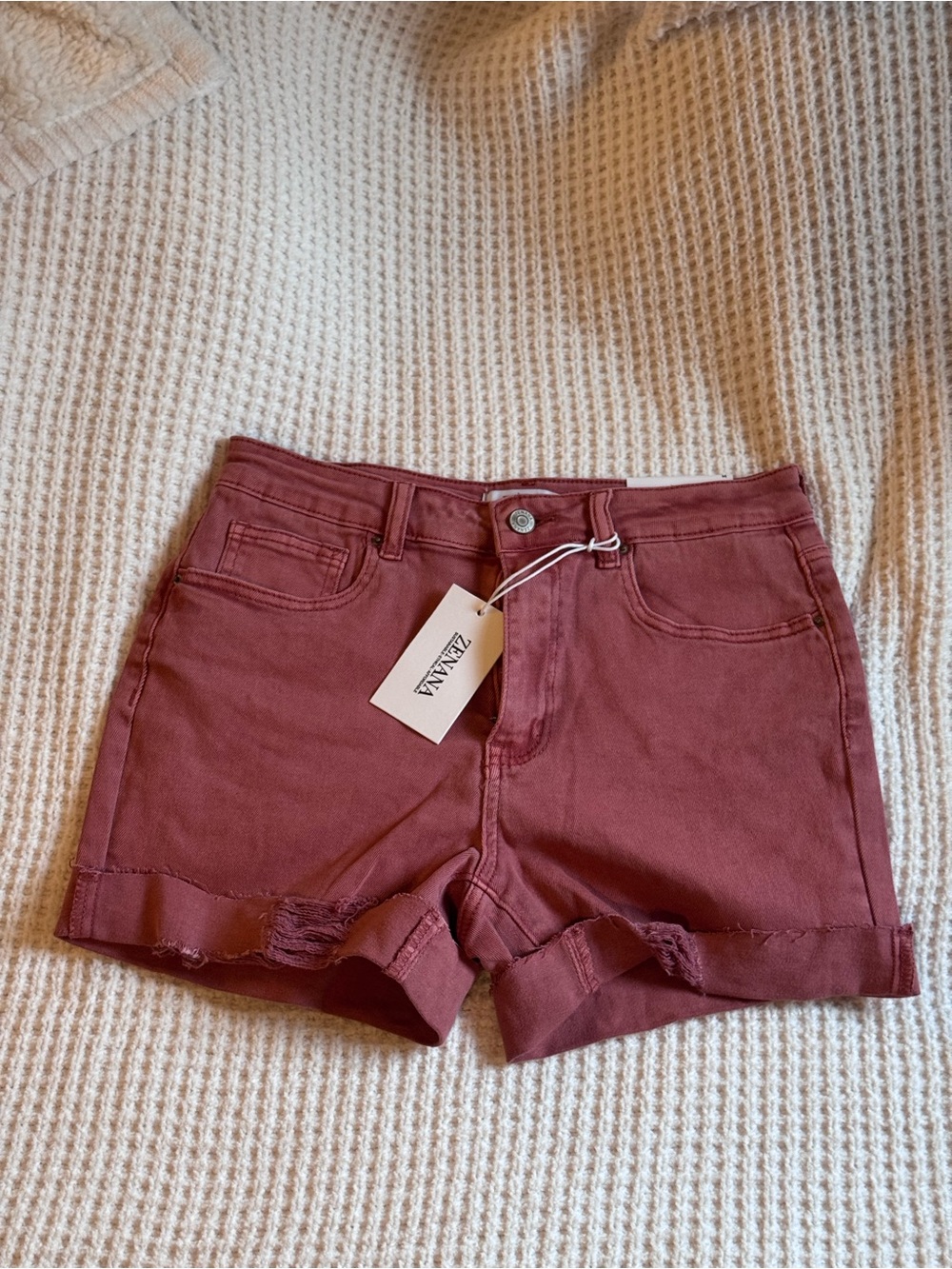 Zenana Rust Denim Shorts